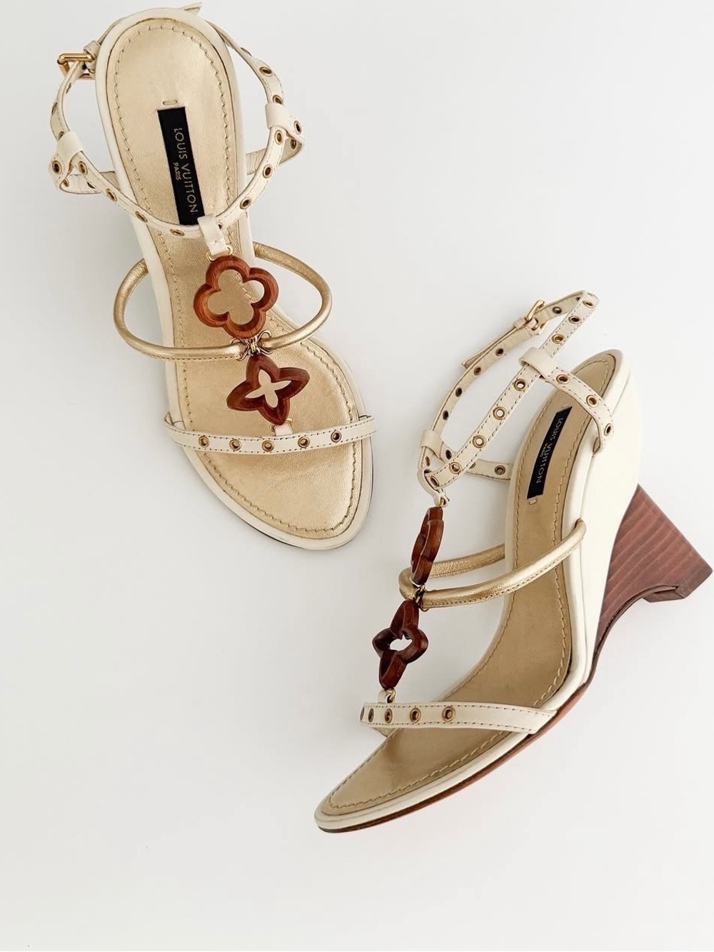 Louis Vuitton Andalucia  T-Strap Wedge Heel Sandals-size 6